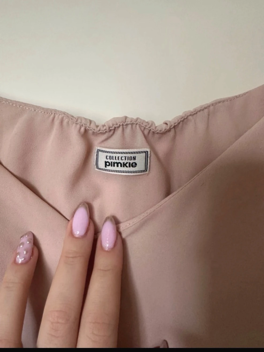 Ljusbeige linne med smala axelband - 6