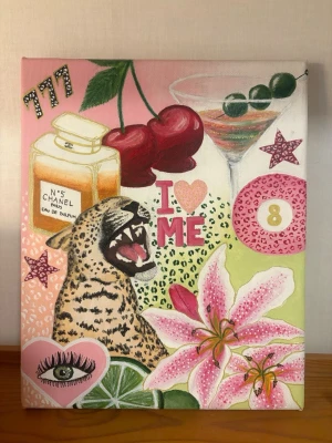 Handmålad trendig canvas tavla - Säljer denna handmålande canvas tavlan av mig. En av mina absoluta favoriter jag har målat någonsin! Hör gärna av er om ni har ett bud eller ytterligare frågor!💕