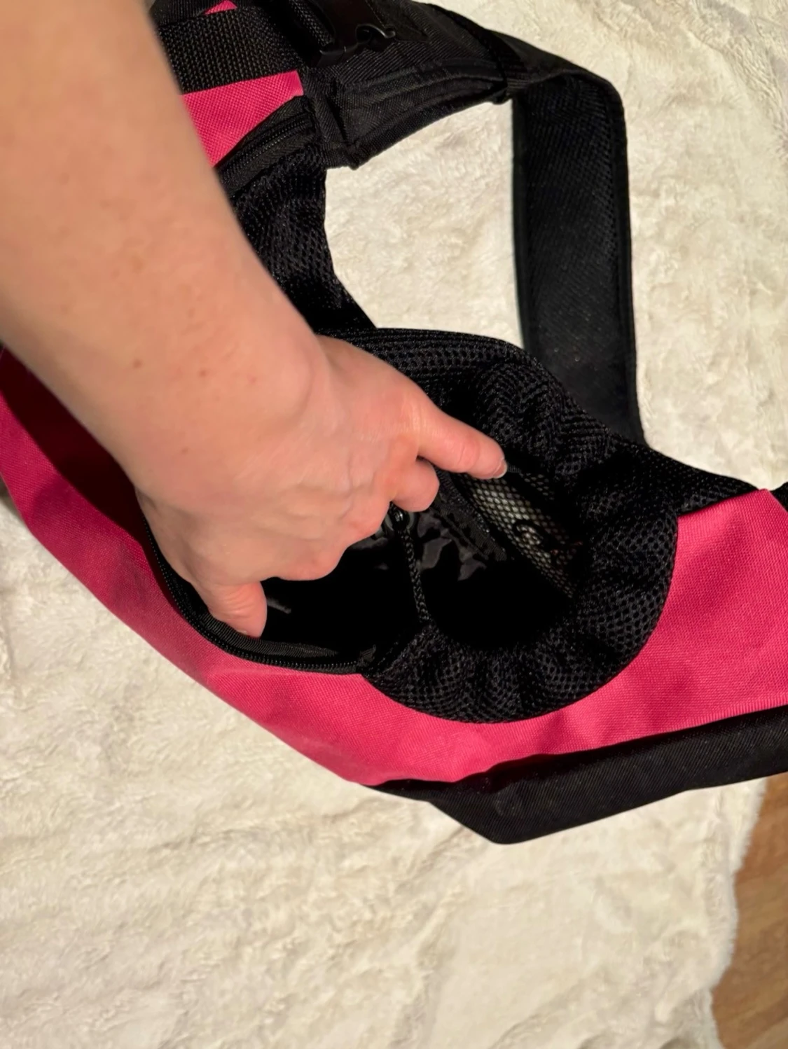 Svart och rosa axelväska för en liten hund eller en katt - 4