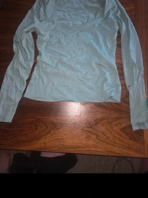 Ljusblå långärmad topp - En enkel och stilren ljusblå långärmad topp med figurnära passform. Toppen har en rak nederkant och är tillverkad i ett mjukt material som passar perfekt till jeans eller kjol.