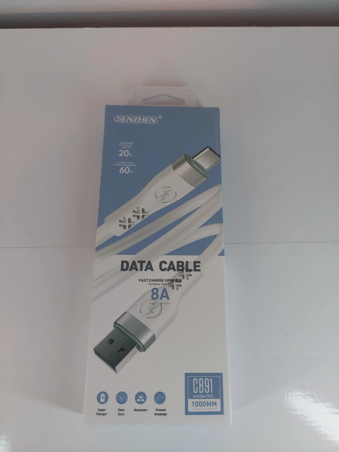 SENZHEN CB91 USB till Type-C datakabel, 1m, 8A - 2