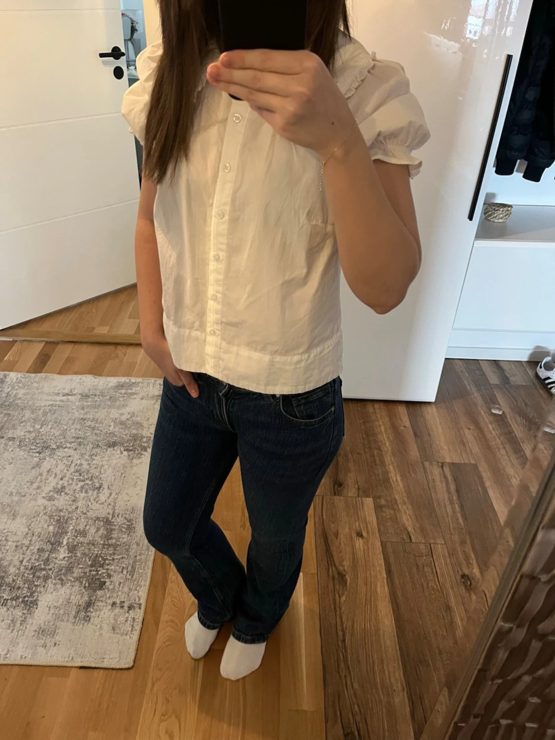 Blå bootcut jeans med låg midja - 3