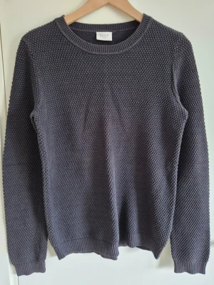 Stickad tröja - Stickad tröja, märkblå/grå