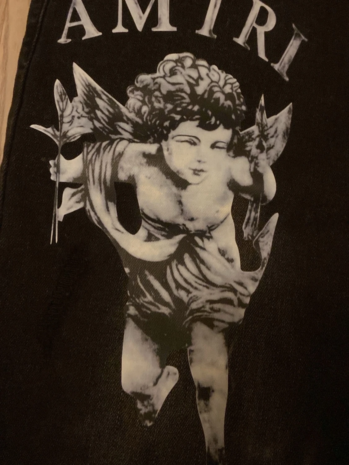 Svarta Amiri jeans med ängeltryck - 1
