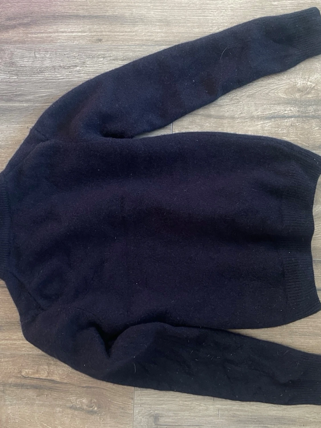 Mörkblå halvzip stickad tröja - 1
