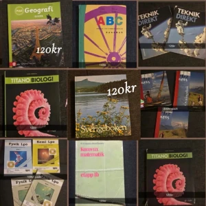 Kursböcker bundle  - Säljer kurslitteratur  i bra skick. Flera olika ämnen – biologi, fysik, kemi, matte, språk m.m. Perfekt om du vill spara lite pengar inför kursstart.