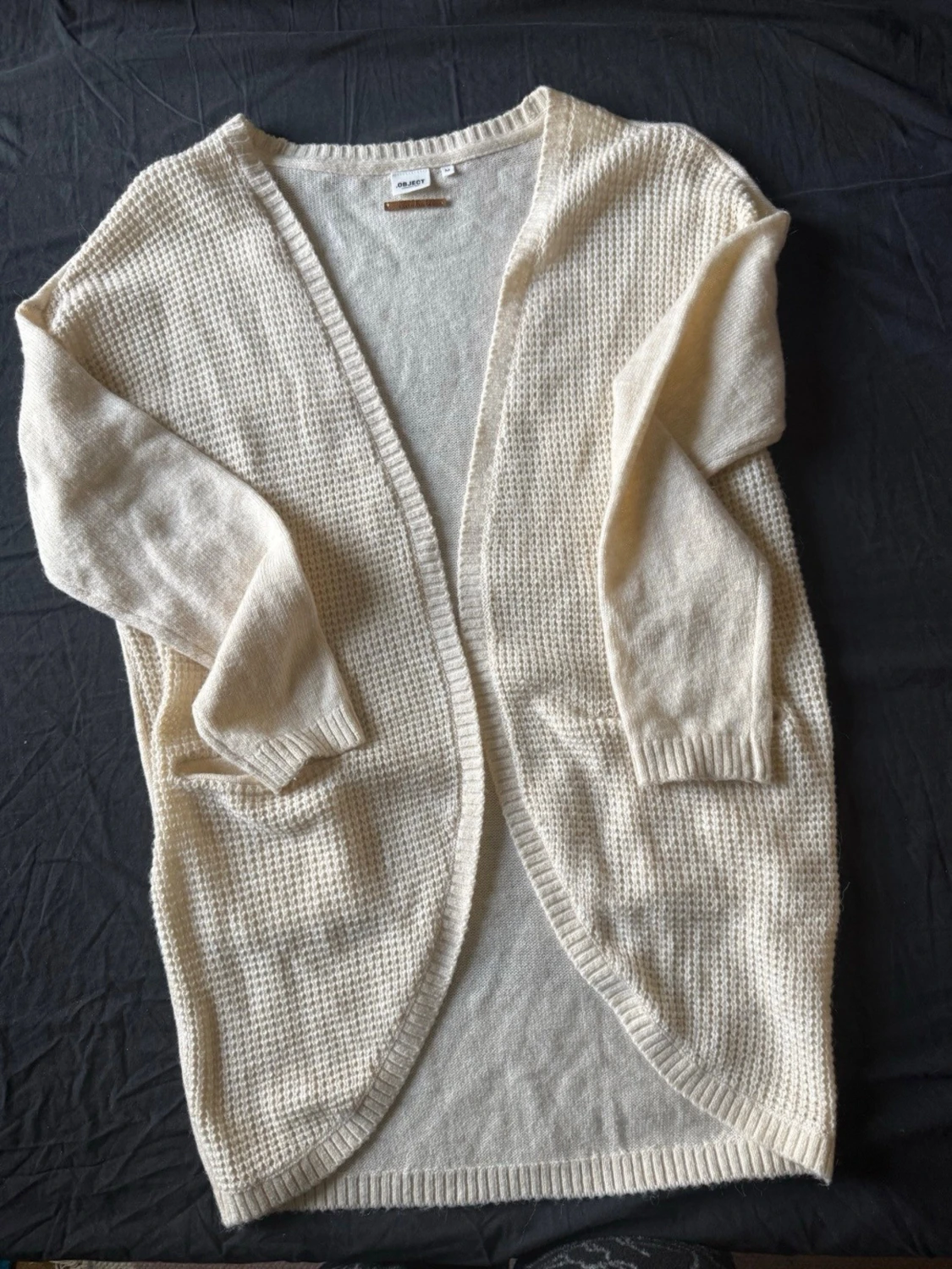 Beige lång kofta från Object - 1