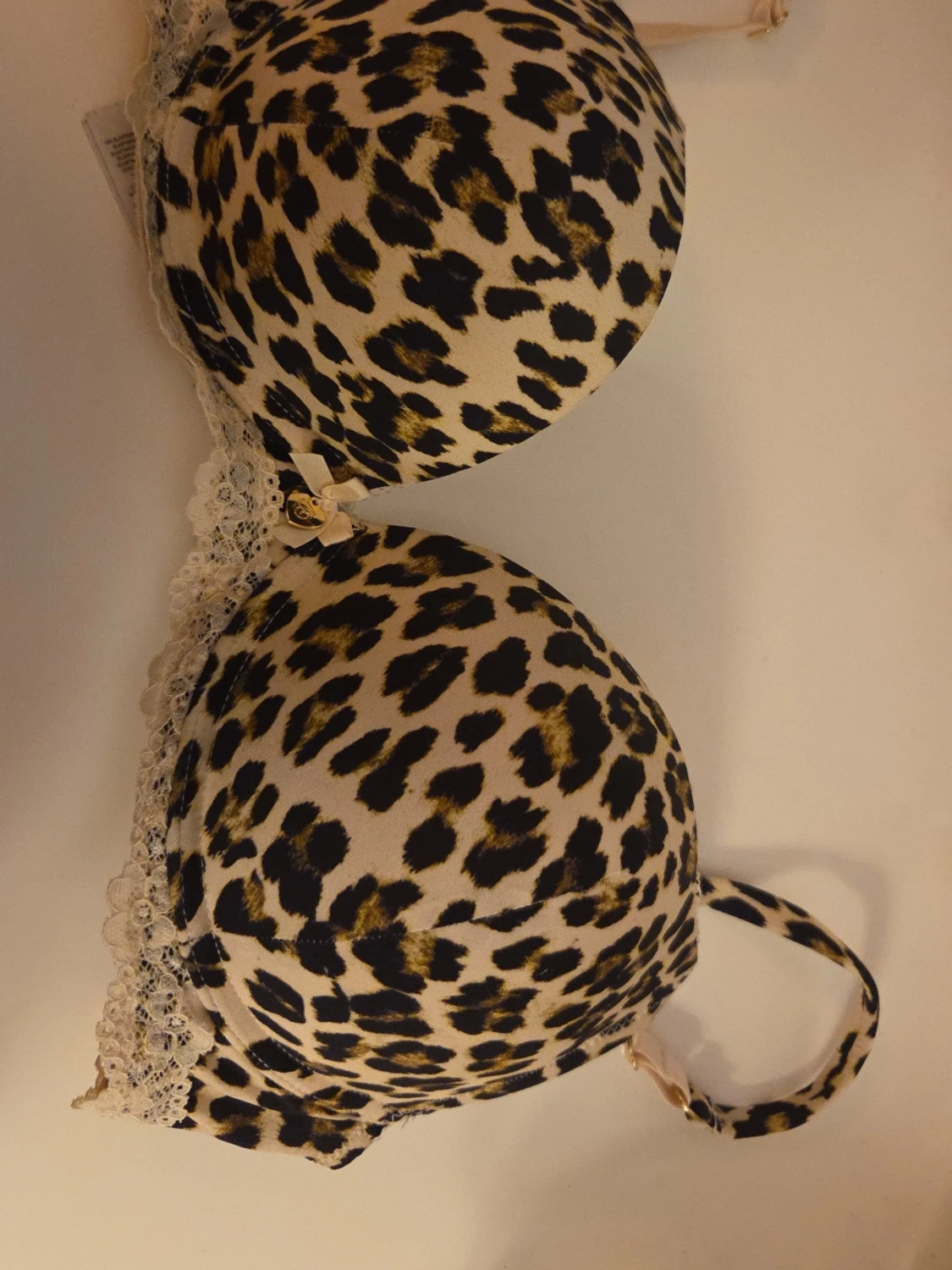 Leopardmönstrad push-up bh med spets