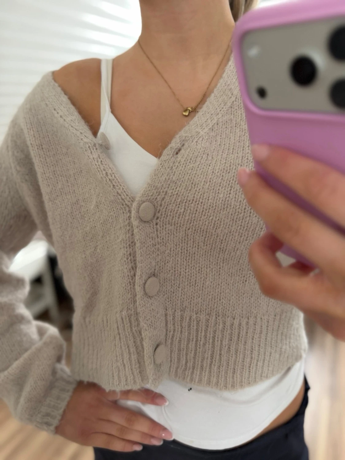 Beige cropped kofta från ONLY