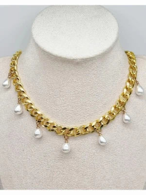 Stilfullt halsband med pärlor  - Kedjetjocklek-7,2mm. ✏️Beteckningen för rostfritt stål – 201 – en lägre klass, kan reagera snabbare med vatten, parfymer och oxidera. #32