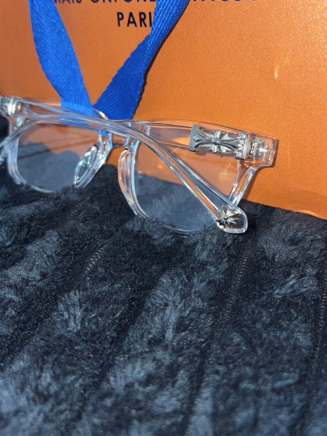 clear chrome heart glasses - 3