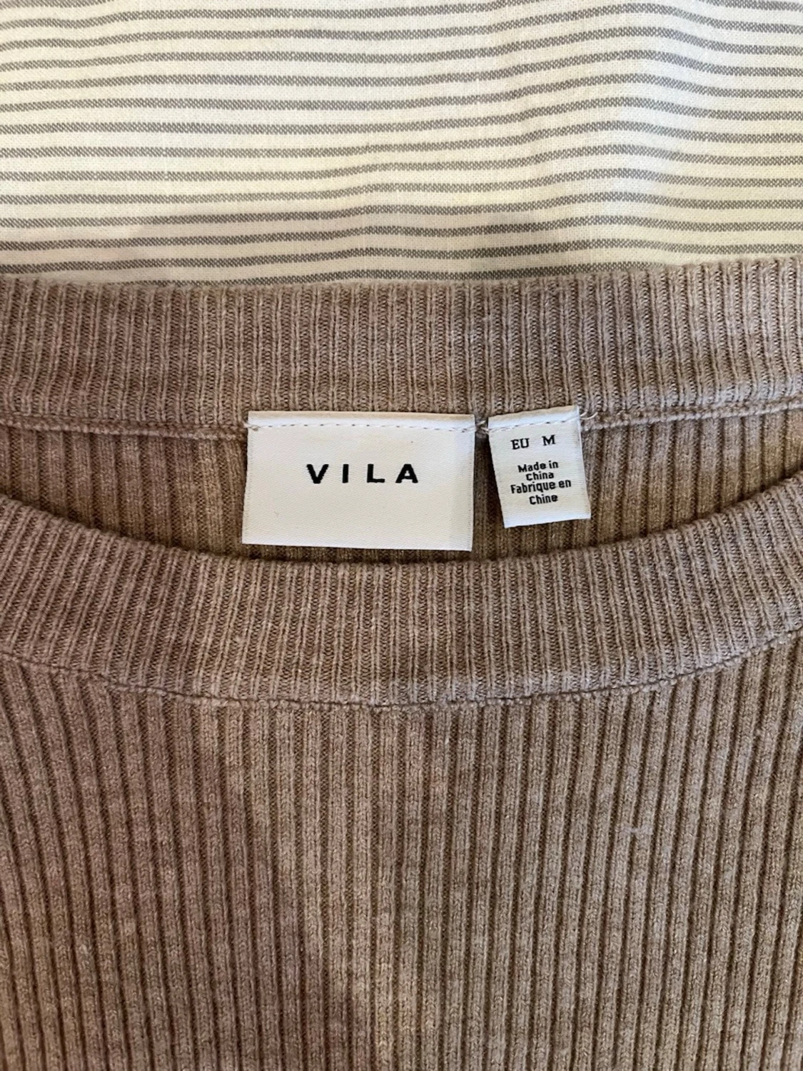 Beige ribbstickad tröja VILA - 1