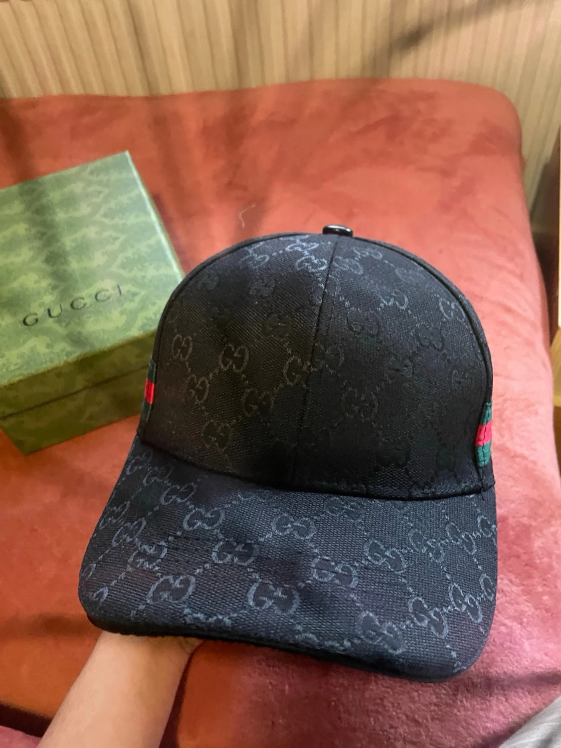 Svart Gucci keps med röd/grön rand - 2