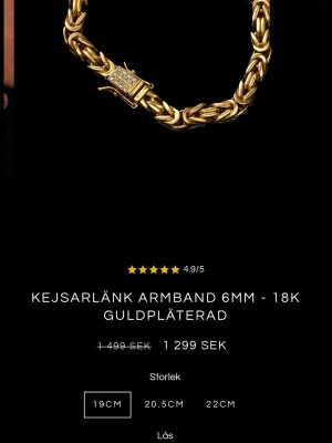  armband 18K guldpläterad - 19 cm säljer billigt pga har ingen box,Kvitto 