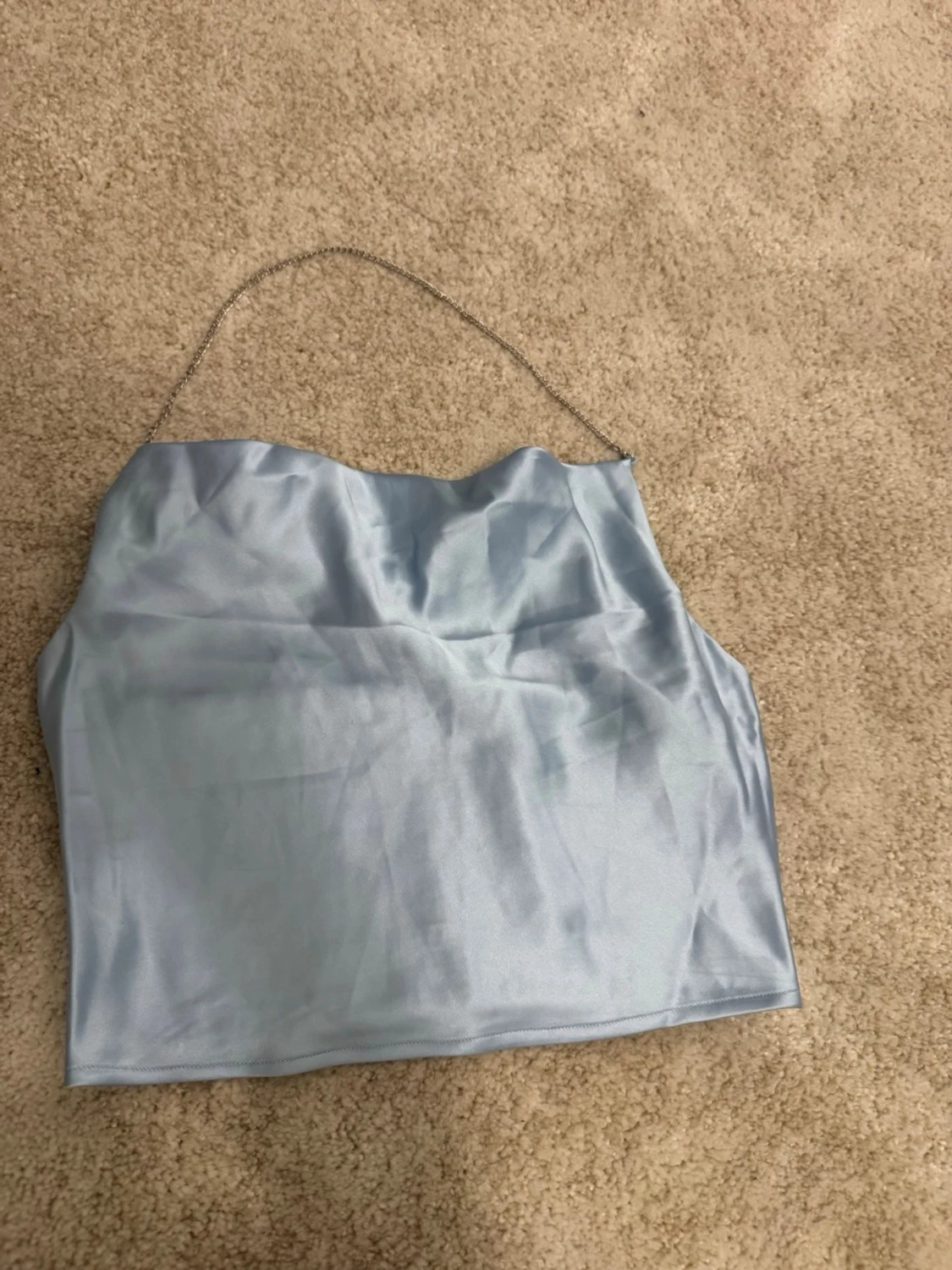 Ljusblå satin bandeau topp