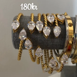 Guldarmband med droppformade stenar - Böjbara 