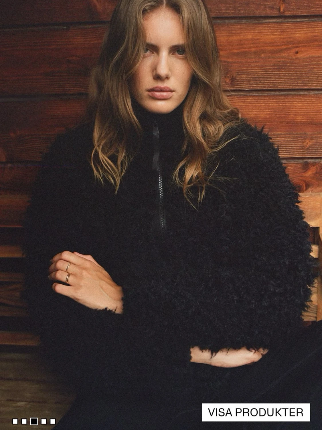 Svart teddyjacka med dragkedja - 1