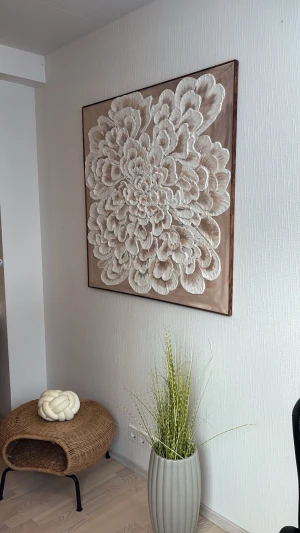 Handgjord textur tavla  - Beige/ brun 