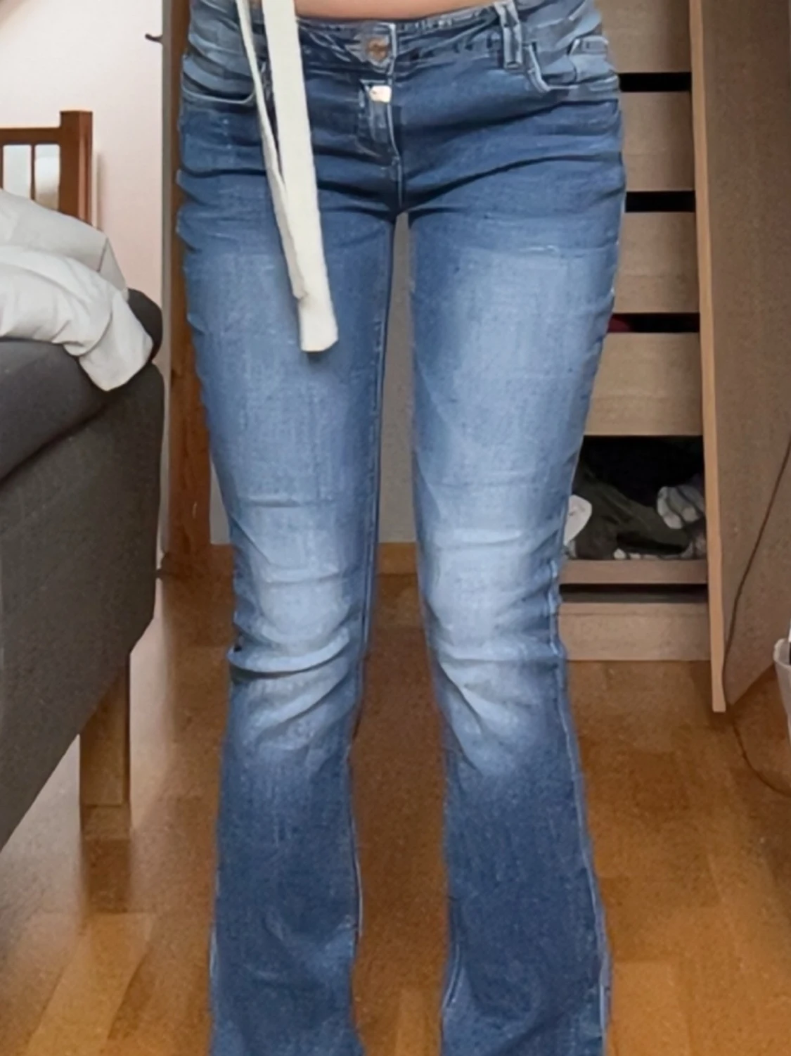 Blå lowwaist jeans - 4