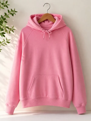 Snygg Rosa Luvtröja  - Storlek: L, Material: 100 % Polyester, utmärkt skick!