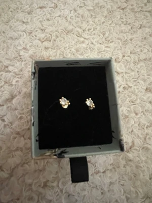 Guldpläterade örhängen med pärlor från Ioaku - Säljer ett par små, eleganta örhängen från Ioaku. De är guldpläterade och har vita pärlor som ger en klassisk och stilren look. Perfekta för dig som gillar diskreta men snygga accessoarer. Kommer i originalask.