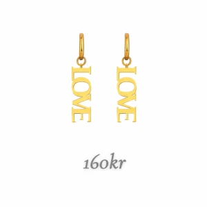 Guldiga örhängen med LOVE-text - Par 