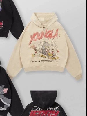YoungLA - Söker Beige Zip-lock hoodie med dragkedja från Youngla, Storlek S eller XS 