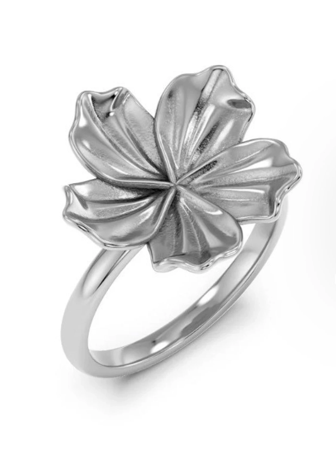 Silverfärgad ring med blomma - 1