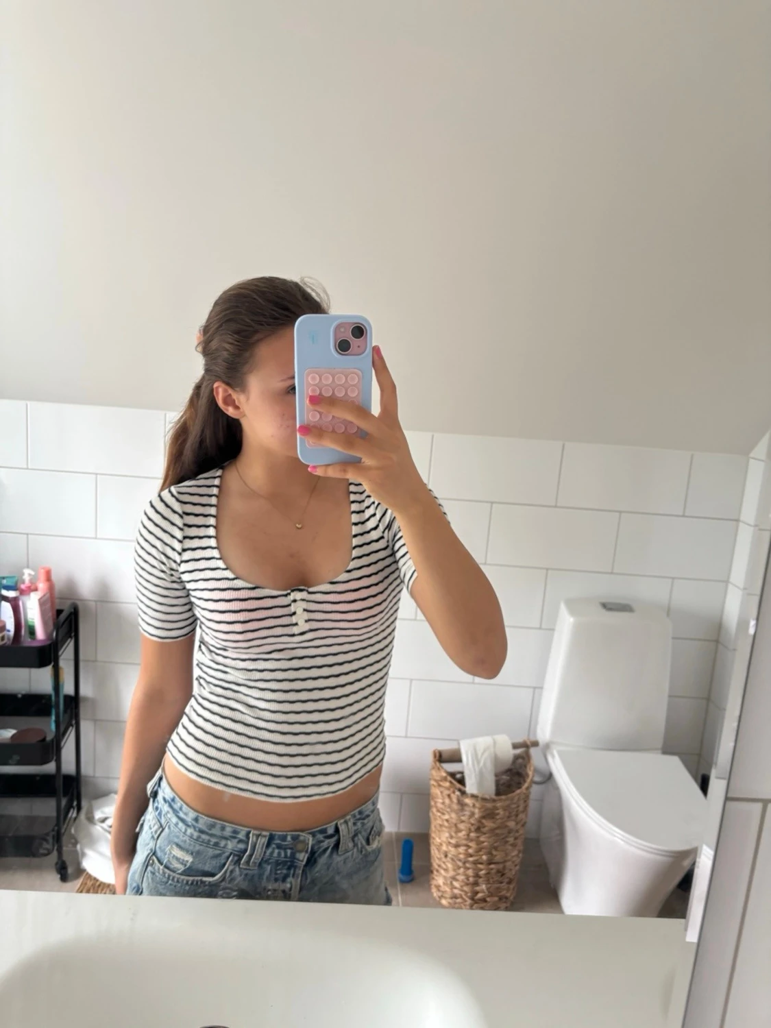 Randig croppad topp - 1