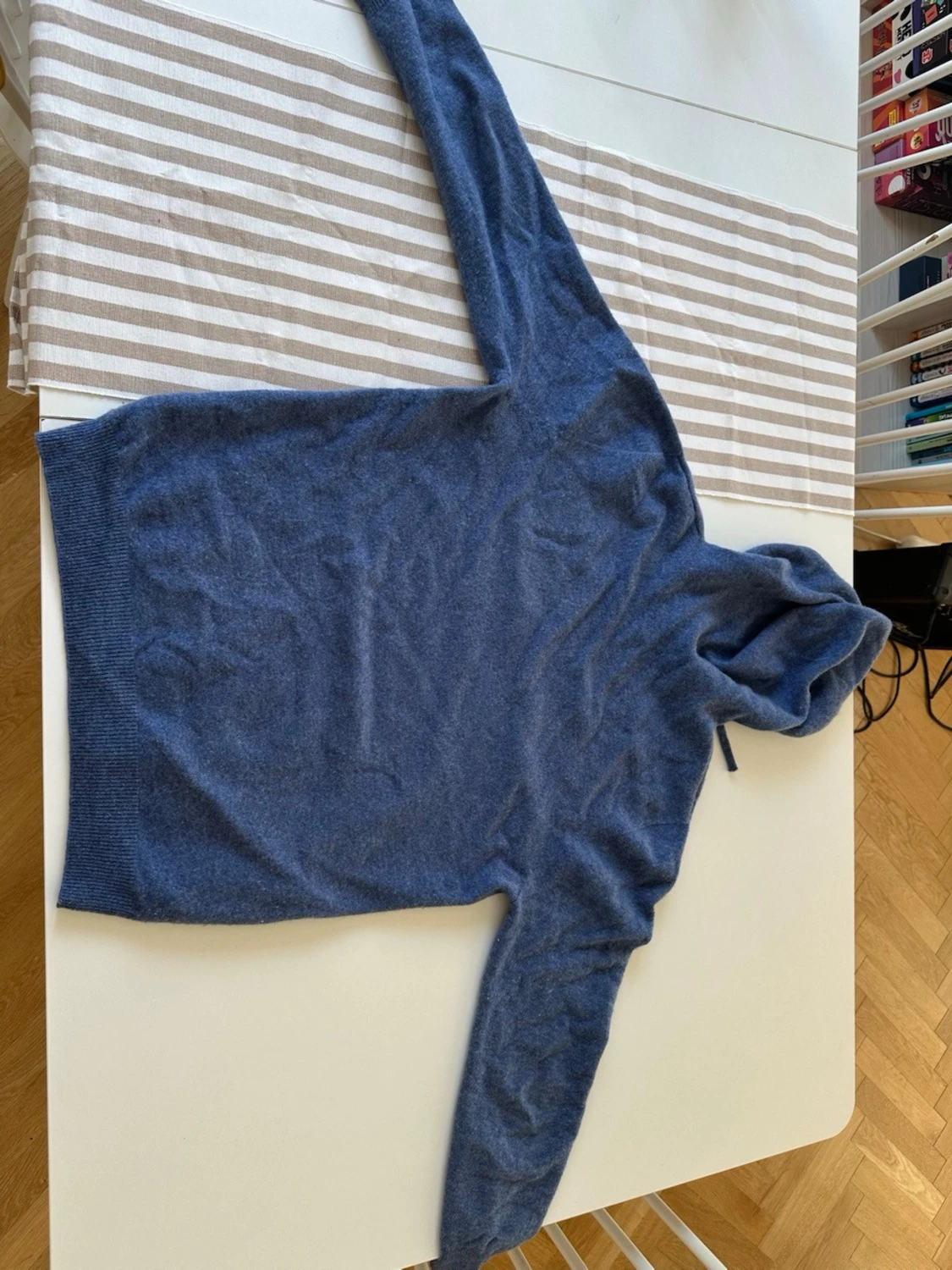 Blå kashmir hoodie - 2