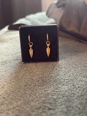 Guld örhängen med fjädrar  - Säljer ett par super snygga öronhängen med guld fjädrar, helt oanvända. Hoppas att dom ska komma till användning till någon annan⭐️