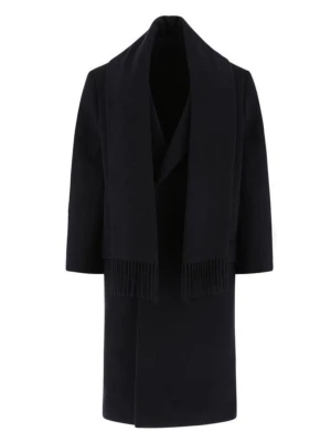 Balenciaga  - Balenciaga pre fall 21 Wool scarf headed heavy coat Sz 2 Navy Rrp 3300usd