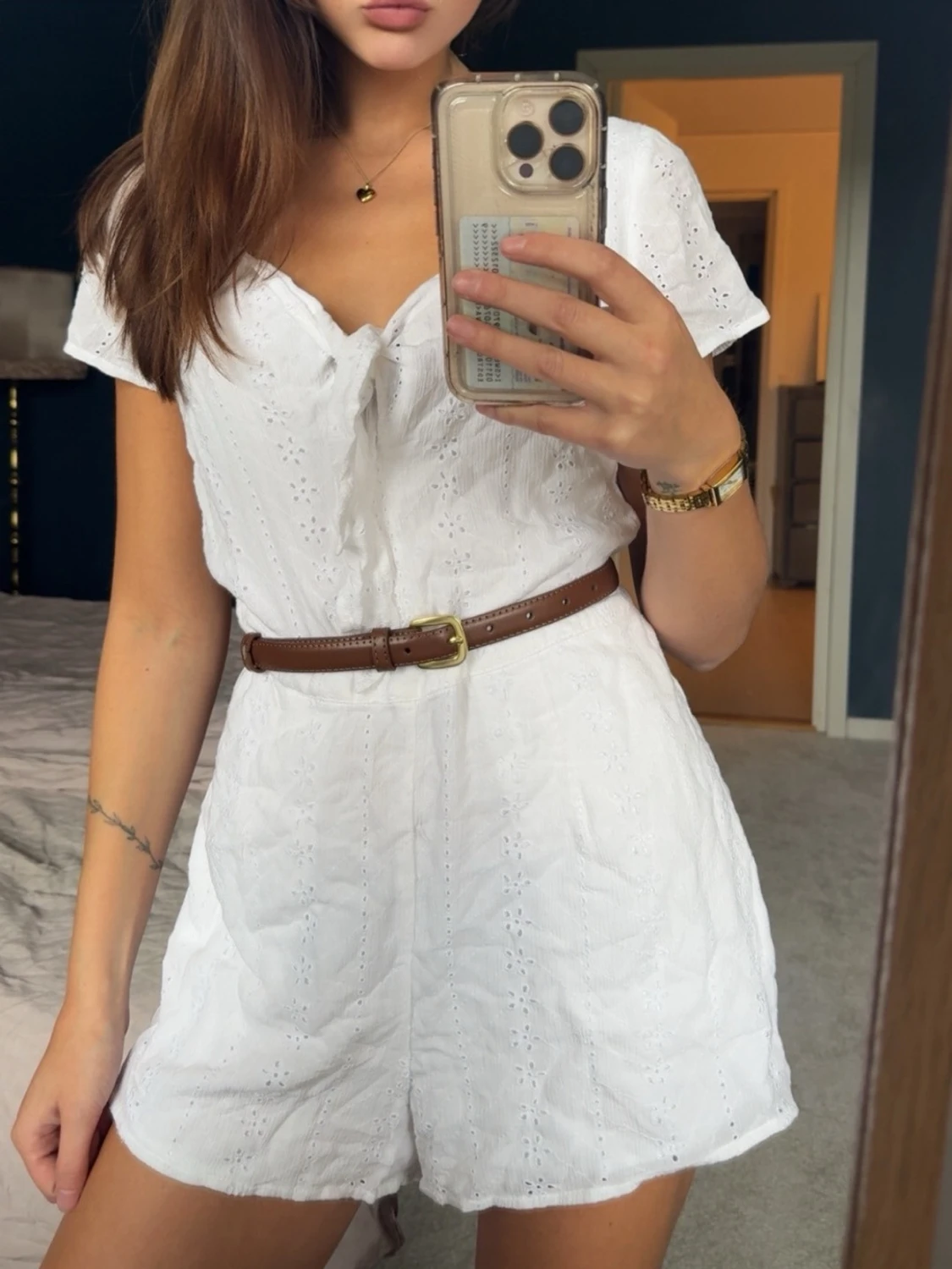 Vit broderad jumpsuit  - 1