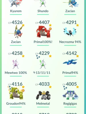 Pokémon konto - Shundo meowtwo maxad två attacker.                         Hundo groundon 4400cp.                                         Shiny ditto.  