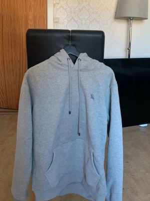 Grå hoodie från Burberry med huva - Snygg grå hoodie från Burberry med broderad logga på bröstet. Klassisk känguruficka framtill och justerbar huva med dragsko. Tillverkad i mjukt material som känns skönt mot huden. Perfekt för en avslappnad och trendig look.