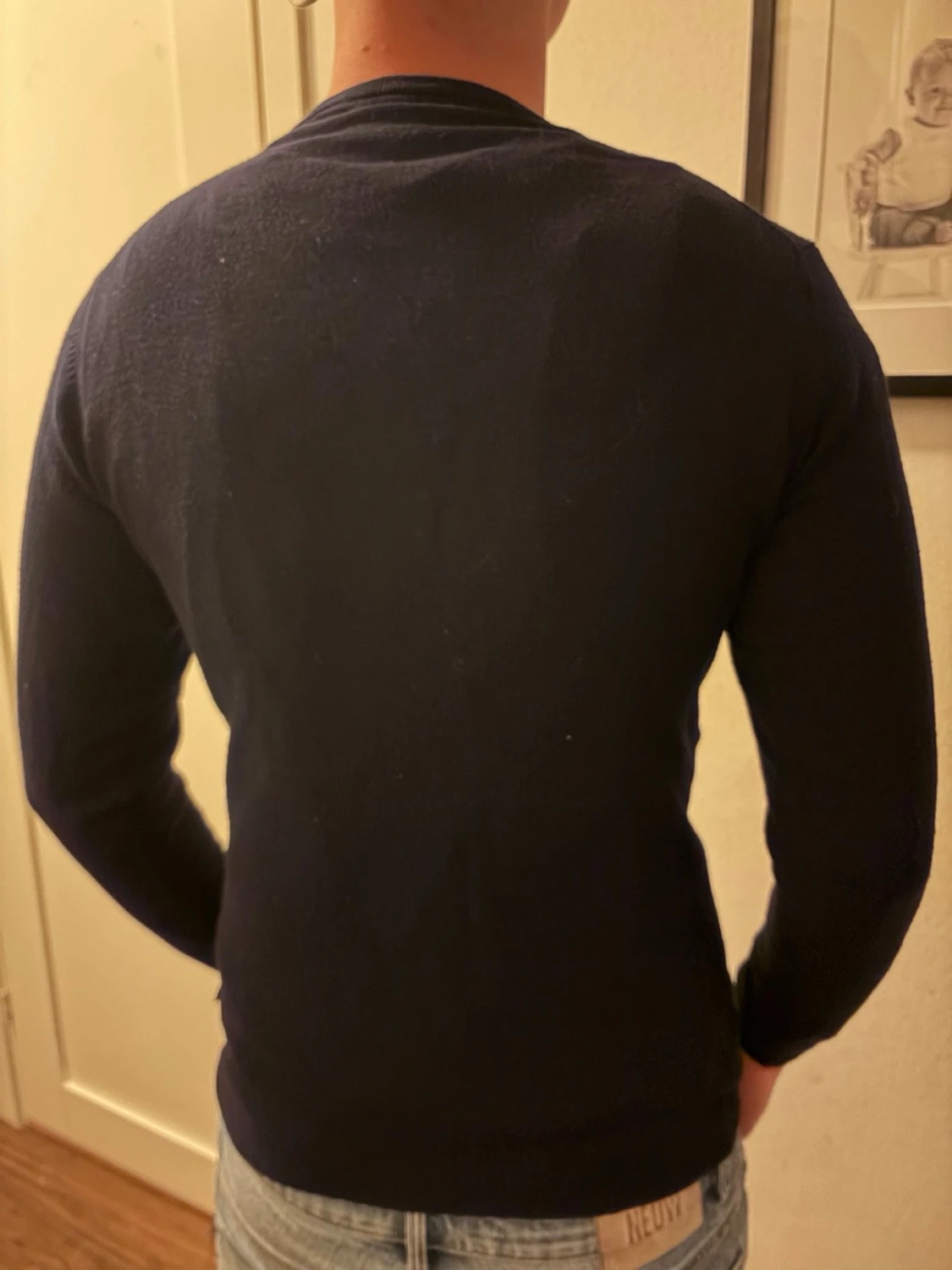 Mörkblå stickad tröja - 1