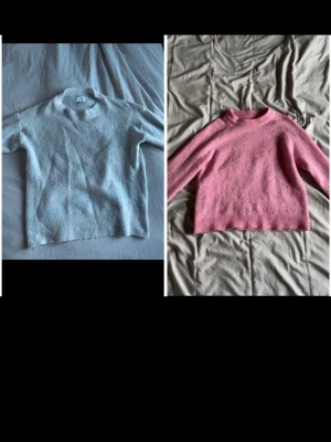 2 st stickade trljor - Kan köpa tillsammans och separat:  Rosa: nopprig, tunn, XS, vero Moda Grå: Fint skick, knappt använd, S