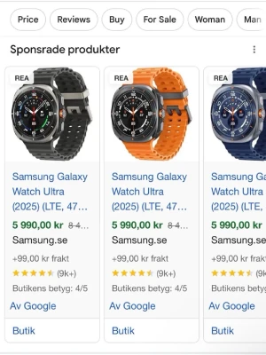 Samsung Galaxy Watch Ultra orange - Samsung Galaxy Watch Ultra med orange silikonarmband och rund svart boett. Klockan har sportig design med robust känsla och detaljer i orange på boetten. Perfekt för dig som vill ha en smartklocka med cool look och många funktioner.