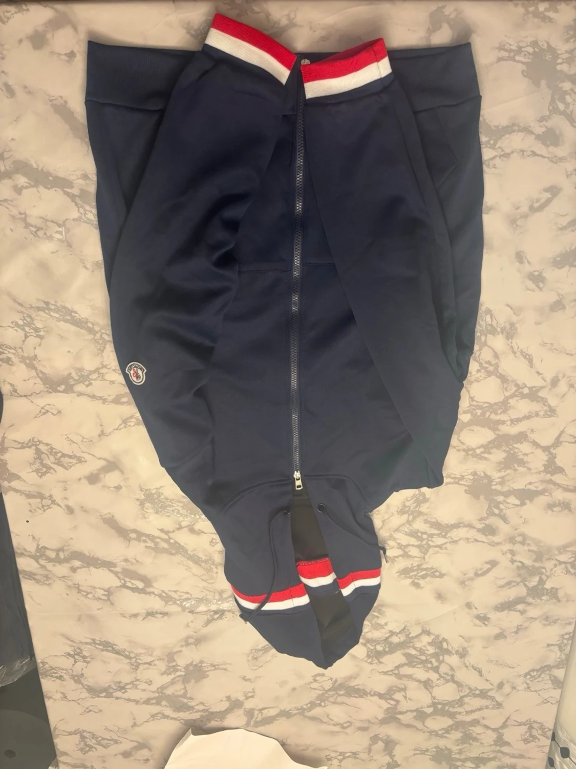 Mörkblå hoodie med dragkedja - 1