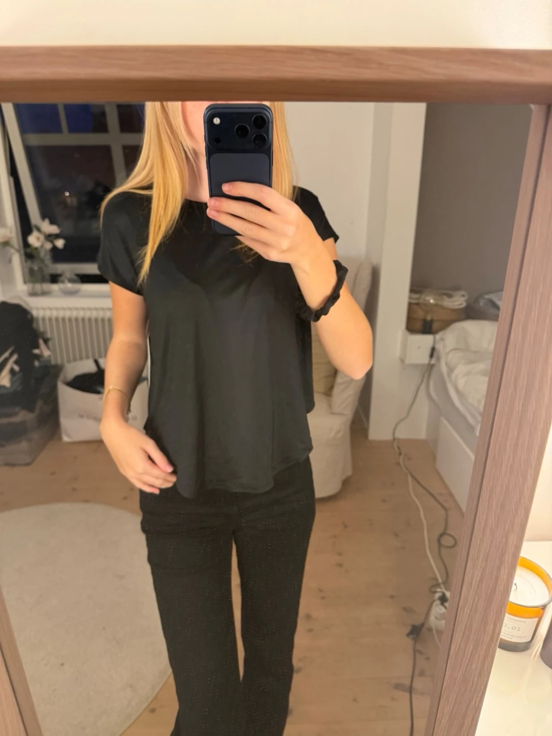 Svart loose-fit tränings T-shirt