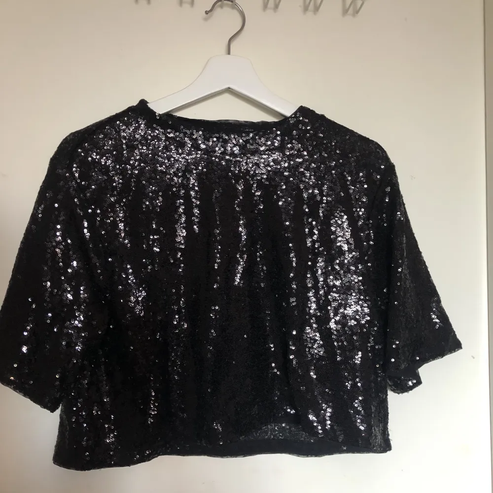 Säljer denna glittriga topp från H&M, endast använd två gånger. Den är perfekt för tillfällen då man vill vara lite festligare och glittrar jättefint i kamerablixtar! . Puserot.
