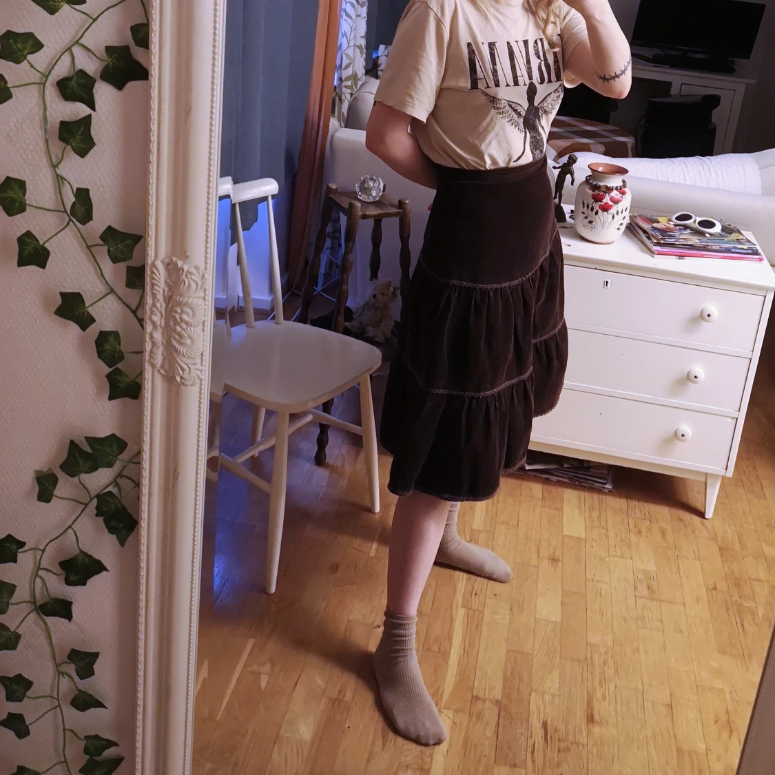 Mörkbrun manchesterkjol strl xs - 2