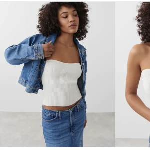 Stickad tubtopp - Säljer denna vita stickade tubtopp från Gina Tricot i XS. Toppen är aldrig använd och har prislapparna kvar. Köpt för 259 kr. 😊