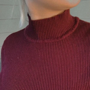 Vinröd croppad ”polotröja” - Vinröd långärmad ”polotröja” från H&M, perfekt färg  nu inför julen. Inga defekter, säljer endast för att den inte kommer till användning.