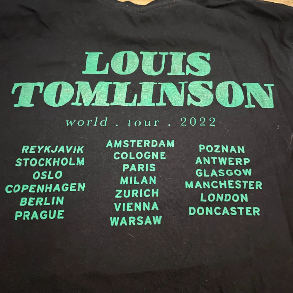 Louis Tomlinson merch som är använd men i bra skick. Köpt 2022 på hans konsert i Sverige och super skönt material. Tror att storleken är M men är inte säker men den sitter ganska pösigt på mig med storlek S.💕. T-shirts.