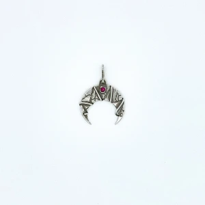 Moon pendant in silver 925 - 925 oxidised silver Zirconia stone Handmade