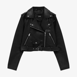 Black leather jacket - Black leather jacket cropped. Size L. I usually wear size xs. Jacket itself runs small in size.