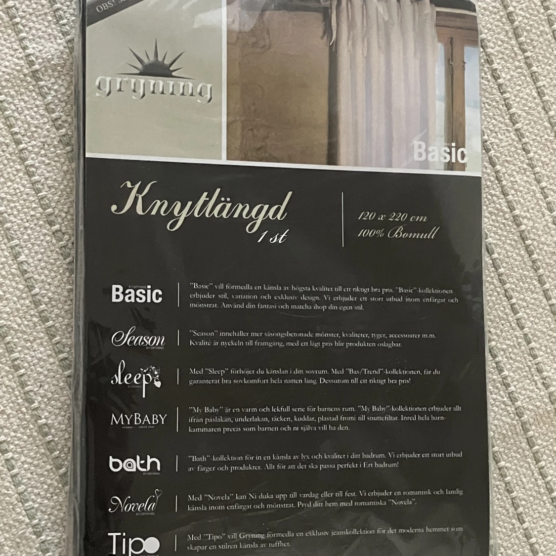 Svarta knytlängdsgardiner  - 90