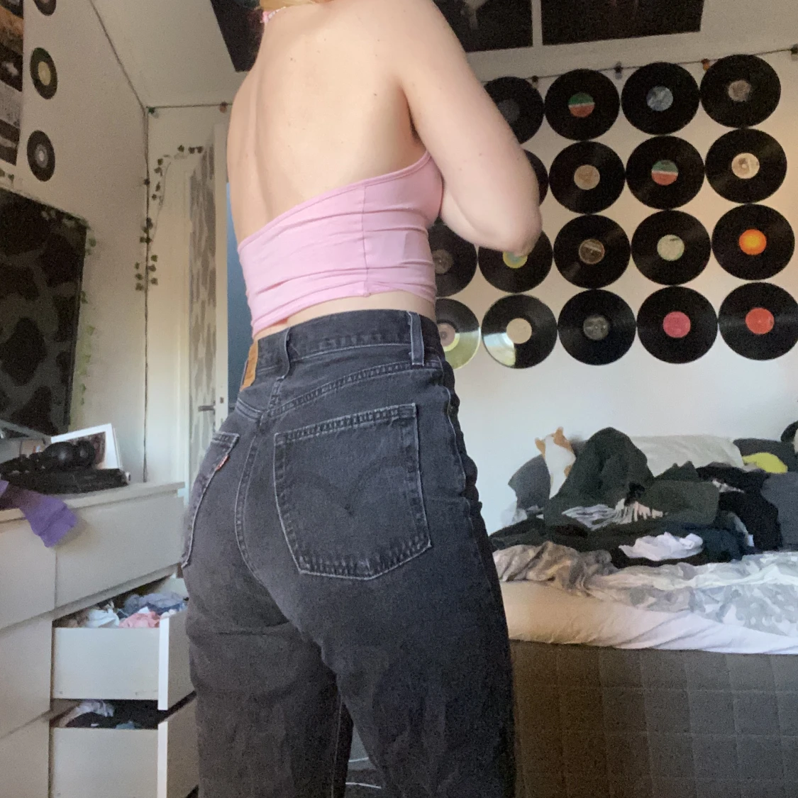 Svarta Levis Wide Ribcage Jeans