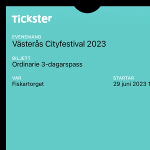 Biljetter  - Säljer 3 dagars biljetter till cityfestivalen 